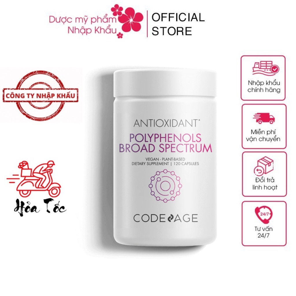 HÀNG NHẬP KHẨU - Viên Uống Code Age Antioxidant Polyphenols Broad Spectrum Chống Nắng Trắng Sáng Trẻ Hoá Da CodeAge