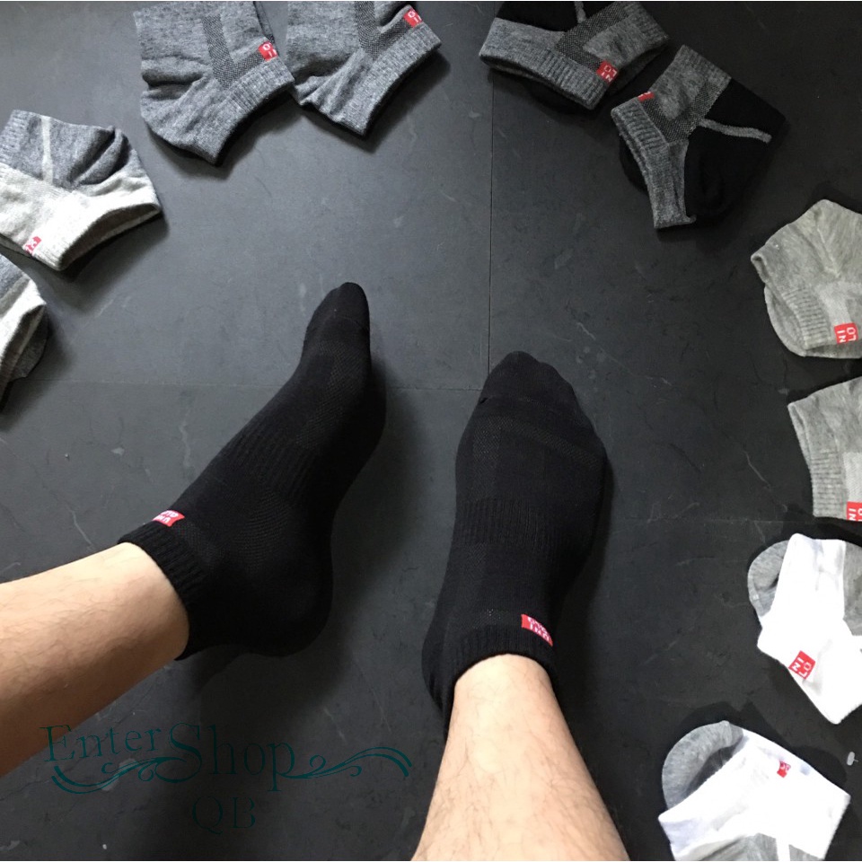 Tất uni qlo nam cổ ngắn mềm mại siêu thấm hút mồ hôi ngăn hôi chân