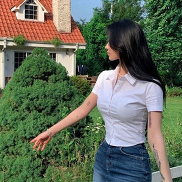 Áo sơ mi BH tay ngắn cổ tròn thời trang mùa hè cho nữ