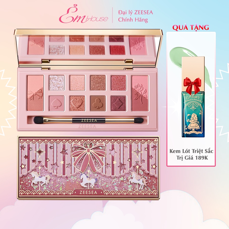 ZEESEA Bảng Phấn Mắt 12 ô Alice In Wonderland Phong Cách Alice and Flamingo (Mẫu Mới Honey Dream)