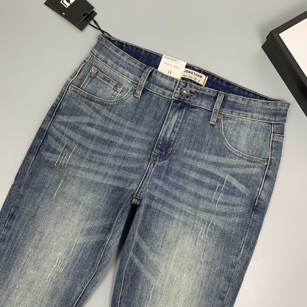 Quần jean nam xanh bạc JONATHAN QJ051 vải denim trơn cao cấp co dãn nhẹ 4 chiều, form dáng chuẩn đẹp, hottrend