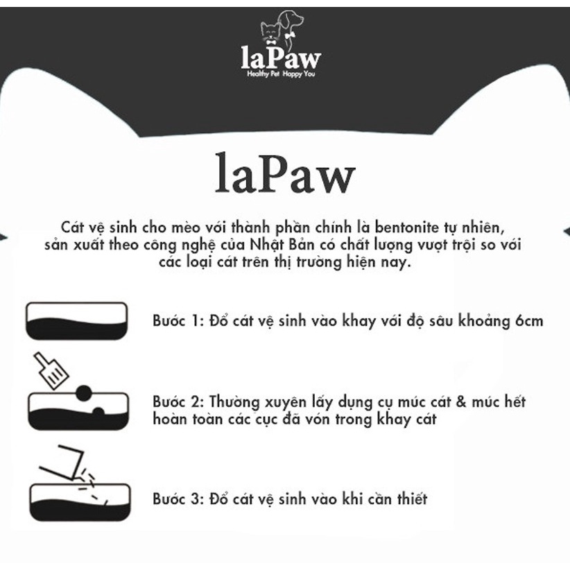 Cát vệ sinh cho mèo laPaw đất sét mix than hoạt tính 8L