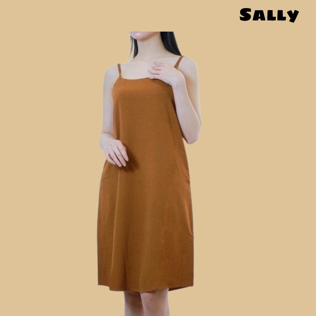 {69:S11}Váy 2 dây dài suông - chất đũi lụa trơn basic nữ