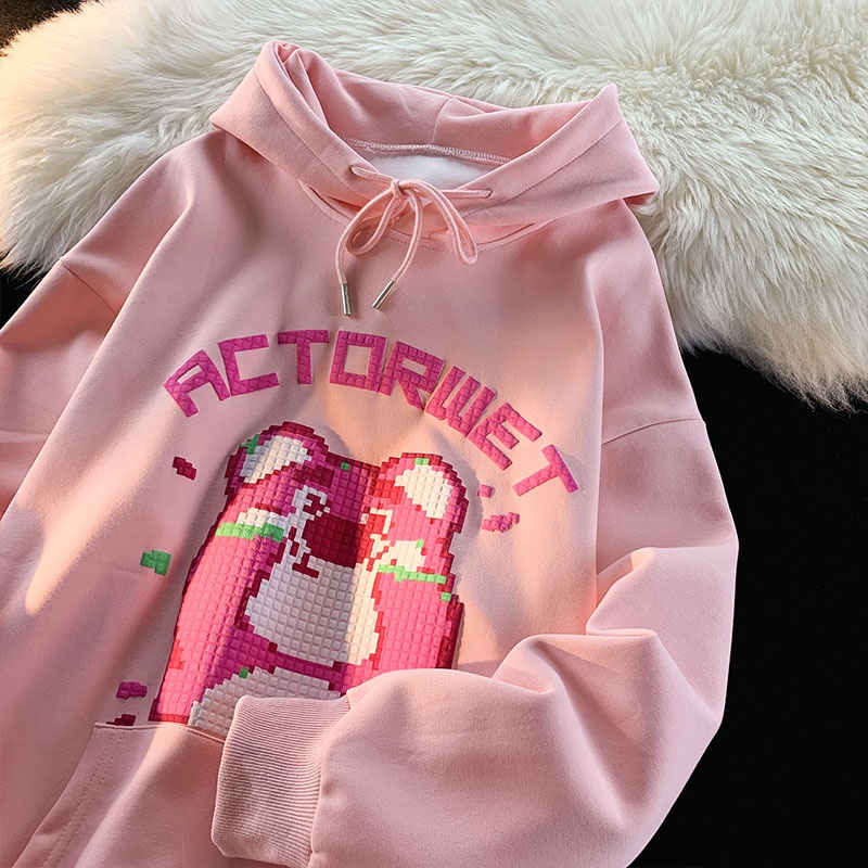 Aphrod Áo Khoác Hoodie Dáng Rộng In Họa Tiết Hoạt Hình Cổ Điển Phong Cách Hip Hop Thời Trang Cho Nam Và Nữ