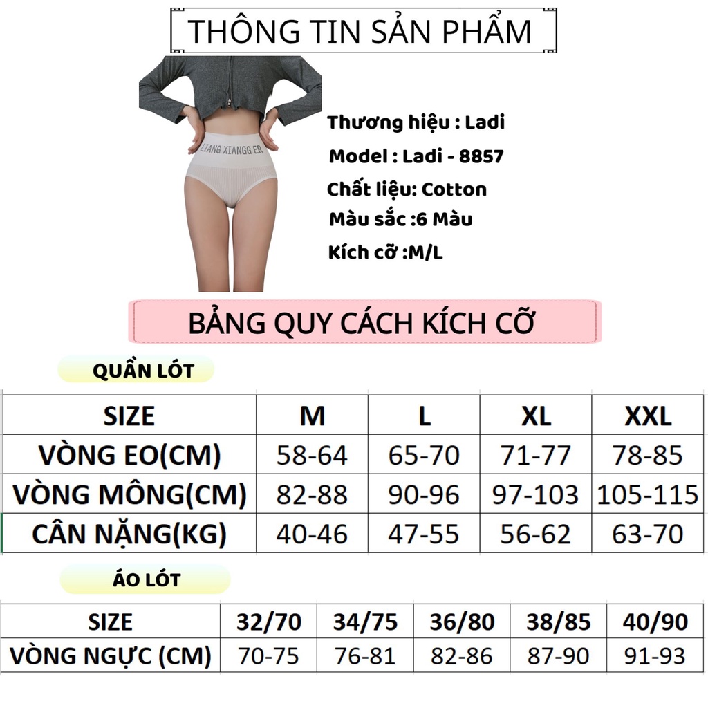 Quần Lót Nữ LADI Cotton Phối Viền Chữ Điệu Đà Trẻ Trung Mềm Mại Thoáng Mát MÃ 8857