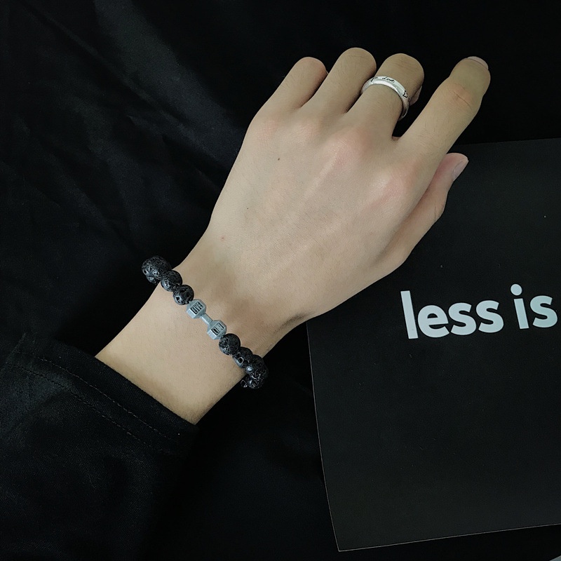 Vòng Tay Chuỗi Hạt Đá Núi Lửa Màu Đen / Đen Thời Trang Cho Nam Và Nữ