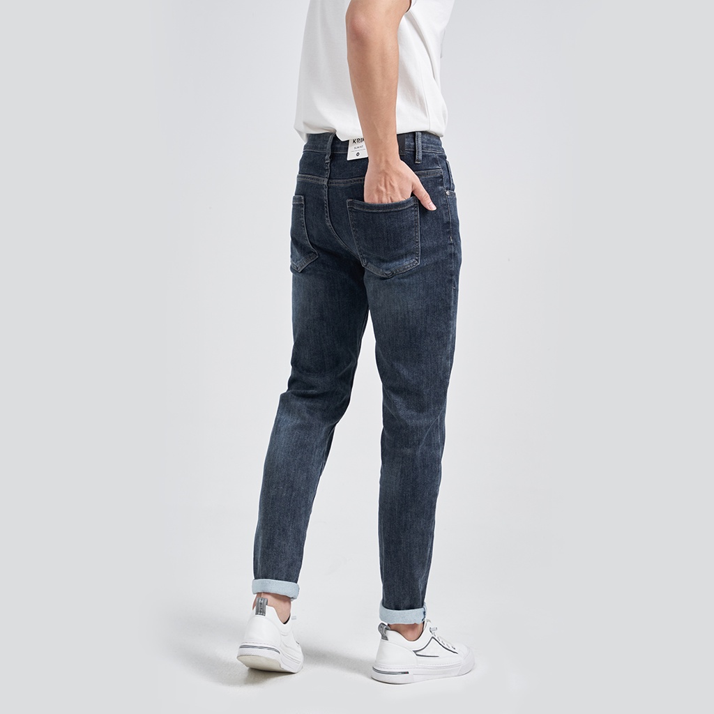 Quần Jean Nam Local Brand KRIK Dáng Slimfit Hàn Quốc,Co Giãn Thoải Mái Màu Xanh Đậm QJ0247