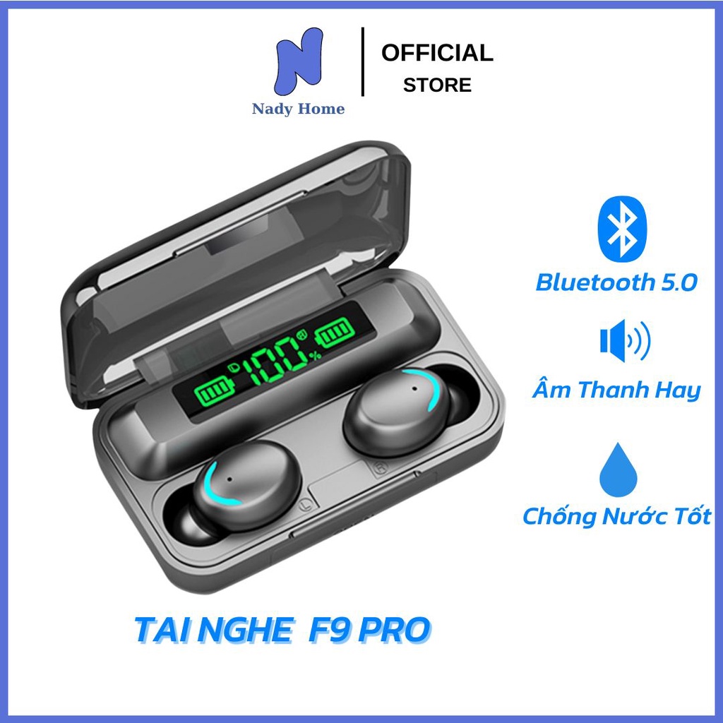 Tai nghe Bluetooth AMOI F9 Phiên Bản PRO Quốc Tế Nâng Cấp Pin Trâu, Nút Cảm Ứng Kiêm Sạc Dự Phòng