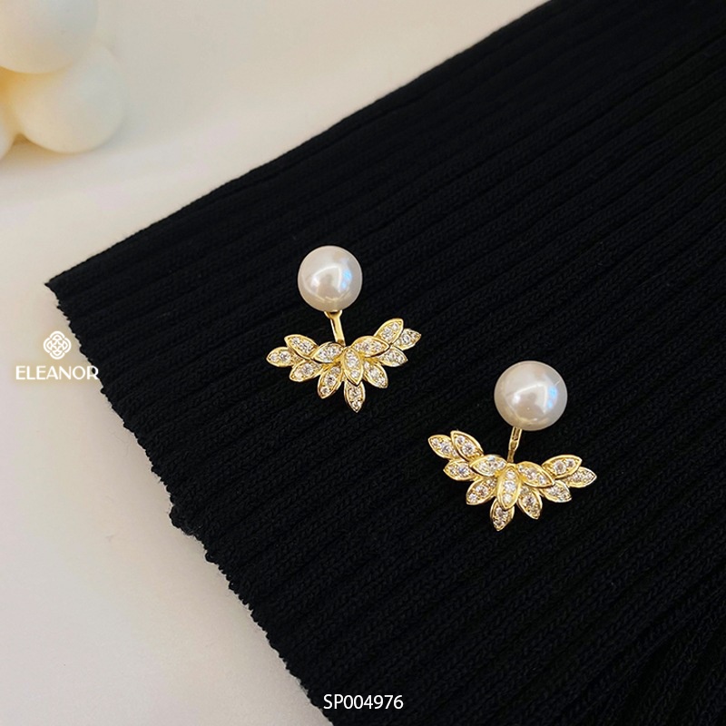 Bông tai nữ chuôi bạc 925 Eleanor Accessories ngọc trai nhân tạo hình đôi cánh phụ kiện trang sức 4976