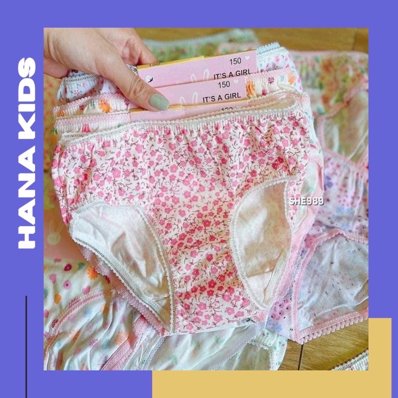 Combo 3 quần chíp tam giác bé gái cotton mềm