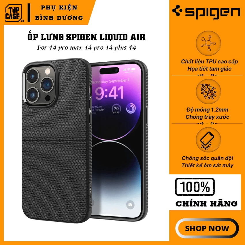 Ốp lưng chống sốc Spigen Liquid Air Armor - PKS01 - IP 14 pro max 14 pro 14 plus 14 - Phụ Kiện Bình Dương