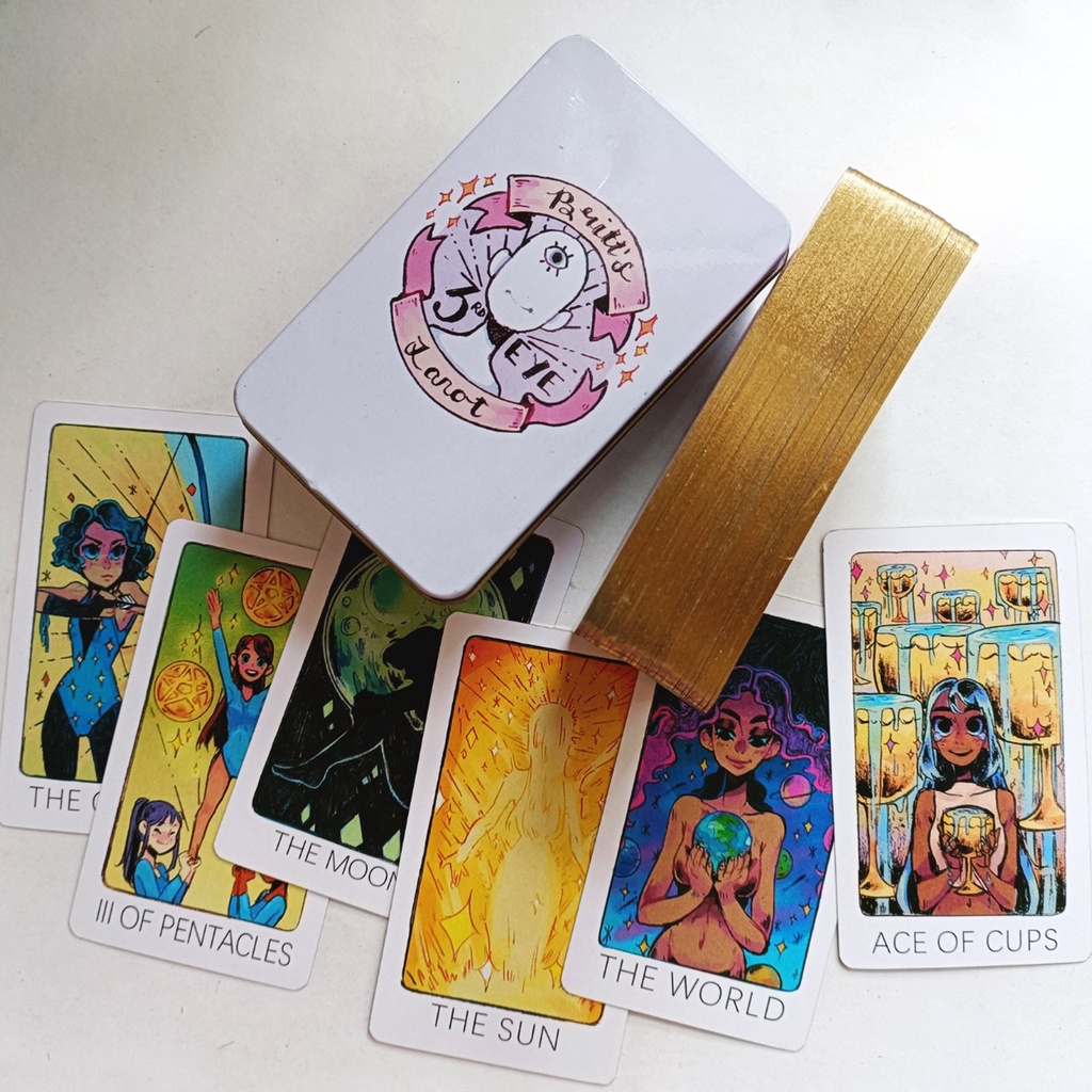 Bộ Bài BRITT'S THIRD EYE TAROT Hộp Thiếc Mạ Cạnh Vàng