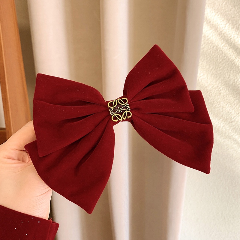 Kẹp Tóc Hình Nơ Đỏ Mừng Năm Mới Thời Trang Mùa Thu Đông
