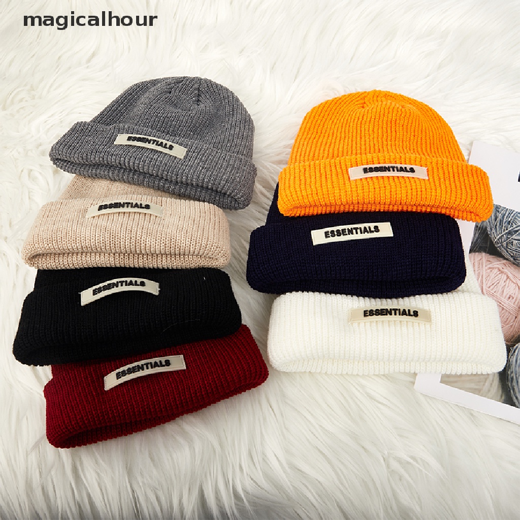 Magicalhour ^ ^ Mũ Len Beanie Dày Màu Đen Thời Trang Mùa Đông Mới Cho Nữ