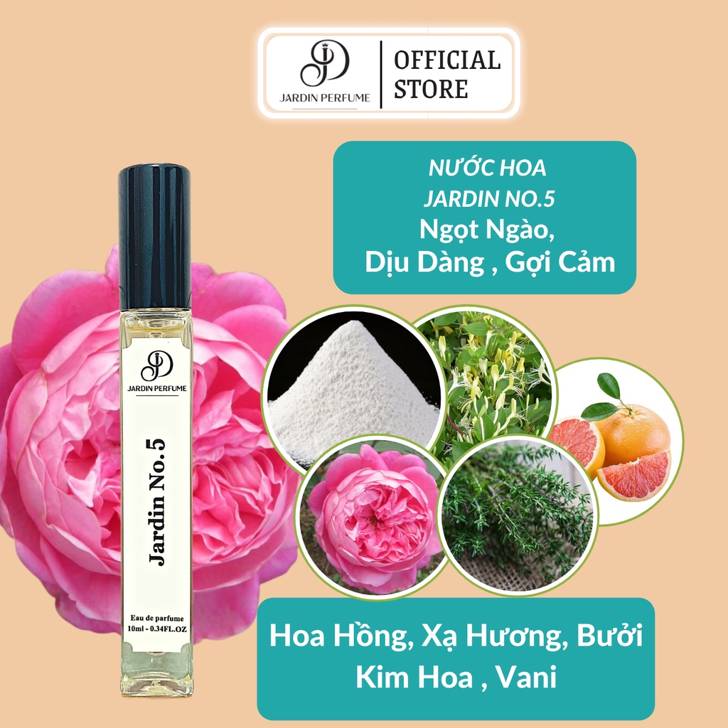 Nước Hoa Nữ Mini Jardin No.5 Ngọt Ngào , Dịu Dàng , Gợi Cảm 10ml | Dầu Thơm Body Mist Nữ Jardin No.5 Thơm Lâu Dạng Xịt