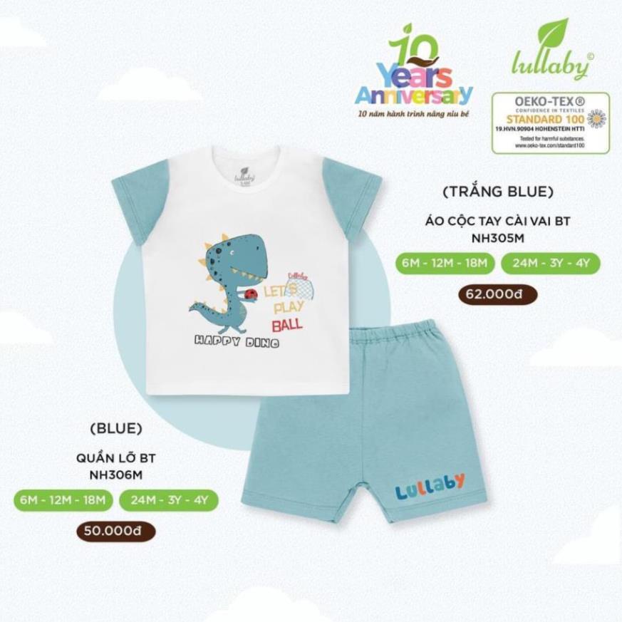 Bộ cộc tay cài vai chất cotton cao cấp an toàn cho bé họa tiết Lullaby bé trai bé gái