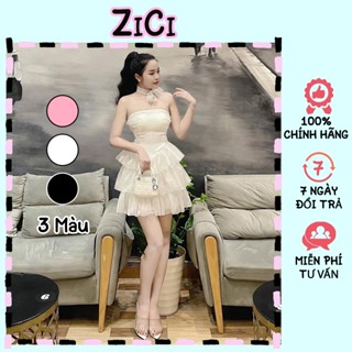 Đầm xoè tầng tơ óng kèm dây nơ có mút ngực Váy cúp ngực ngắn sang chảnh DVXOET001