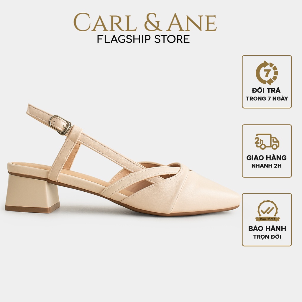 Carl & Ane - Giày cao gót nữ bít mũi phối dây quai mảnh thời trang công sở