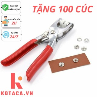 Kìm bấm cúc sắt tặng kèm 100 cúc, Kìm bấm cúc vành, bấm khuy gọn nhẹ