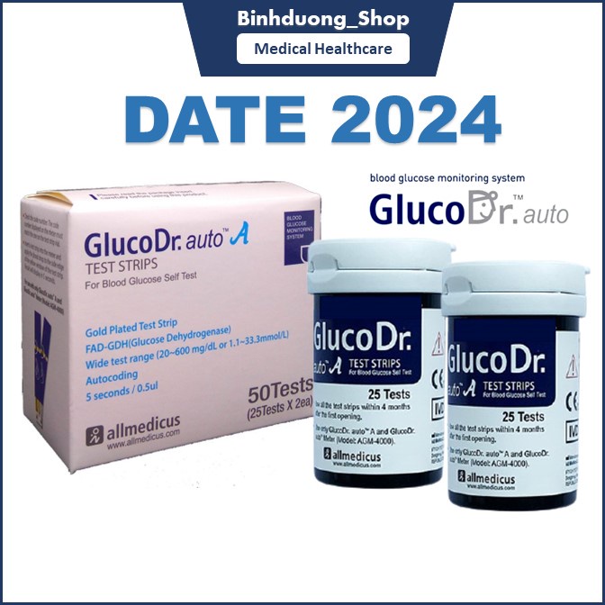 Que thử đường huyết Gluco Dr Auto - Hộp 50 que