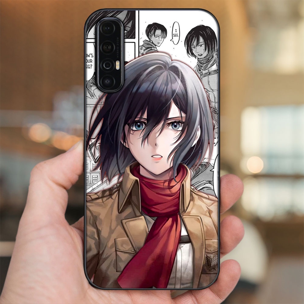 Ốp lưng Oppo Reno 3 Pro viền đen in hình Mikasa Ackerman Attack On Titan