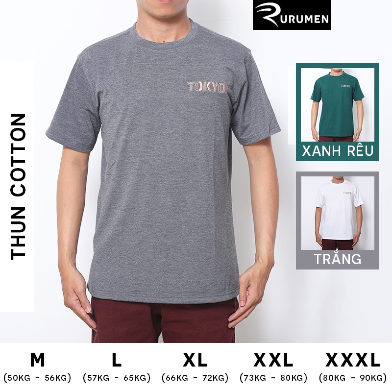 Áo Thun Nam Cổ Tròn Tay Ngắn Big Size Thêu Chữ Rayman RURUMEN Áo Phông Thun Cotton VNXK - AB421