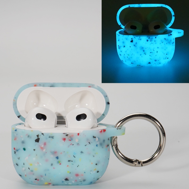Vỏ Bọc Tai Nghe AirPods 1/2/3/Pro/Pro 2 Case Sillcon Dẻo Dạ Quang Vân Đá Thạch Anh Kèm Móc Ốp Bảo Vệ - Minh An Saigon