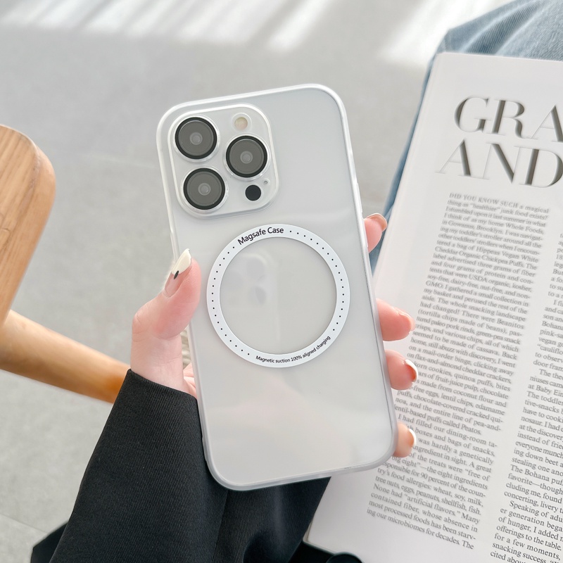 Ốp Điện Thoại Trong Suốt Từ Tính Bảo Vệ Ống Kính Máy Ảnh Cho iPhone 14promax 14 13promax 12 11