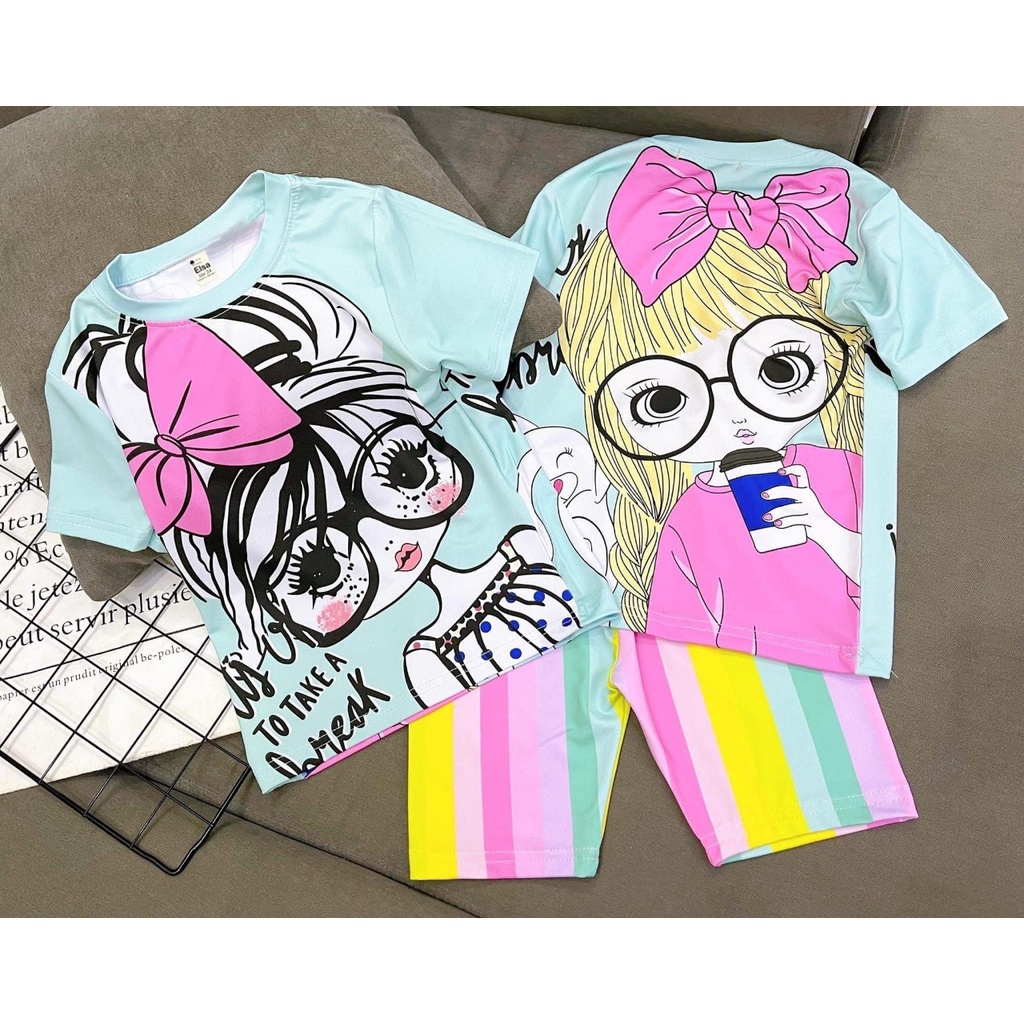 Bộ đồ Lửng Bé Gái in hình 3D (9-40Kg) chất liệu mềm mịn thoáng mát được các bé gái yêu thích Bán Chạy Nhất 2021###