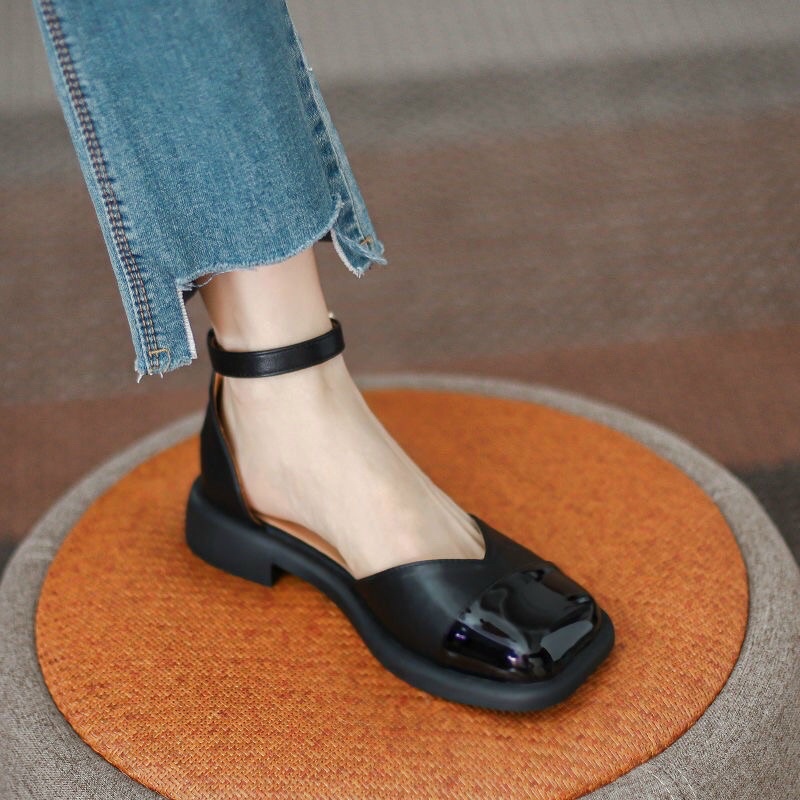 Giày Lolita nữ mũi vuông cài quai cổ chân sang chảnh