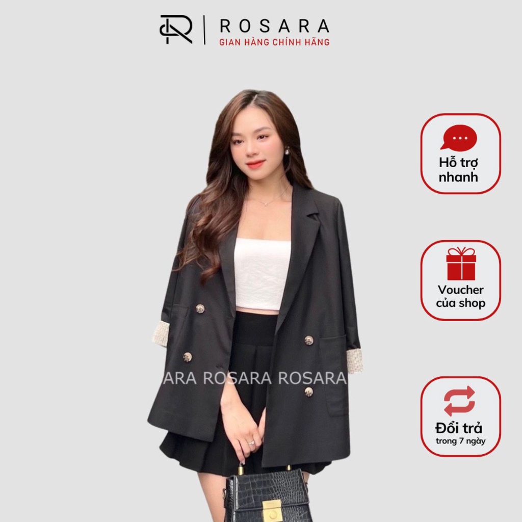 Áo Vest Đen Dài Tay Công Sở 2 Lớp Thời Trang Nữ Rosara KH03