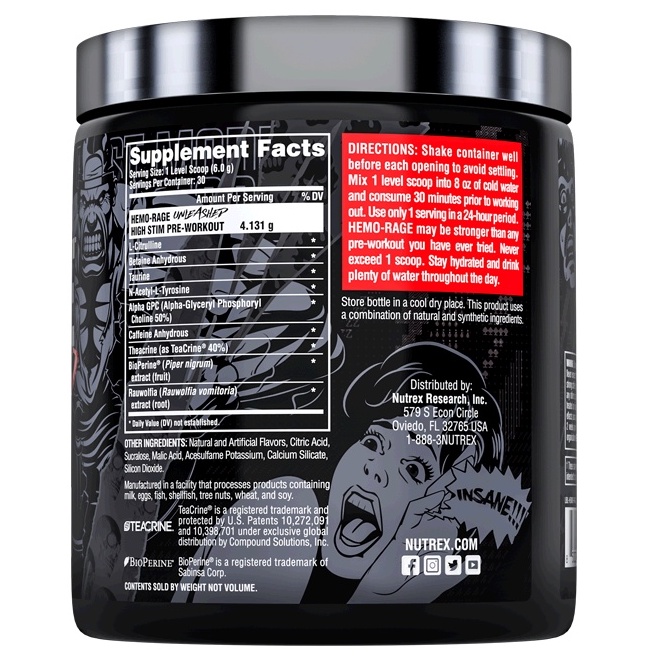 Nutrex Hemo-Rage Pre-Workout  Hỗ Trợ Tăng Sức Mạnh, Sức Bền, Tỉnh Táo | Nhập khẩu USA