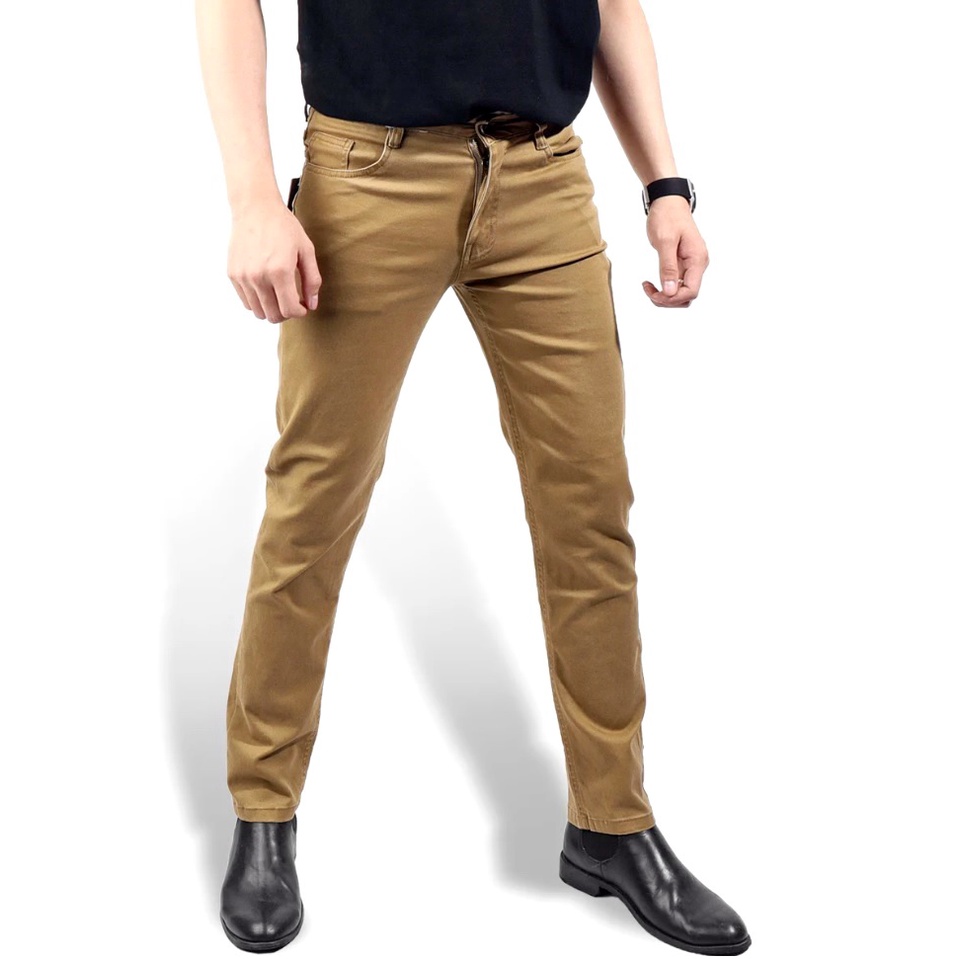 Quần Kaki Jean Doki Cao Cấp Màu Nâu bò, Quần Kaki Dáng Ôm Đứng Chất Vải Co Giãn Dày Dặn, Không Nhăn Bai Nhão Xù DKA-21