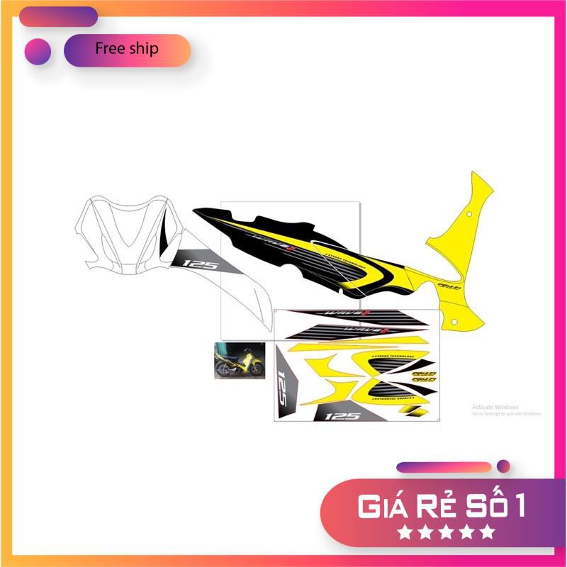 DECAL PVC 5 LỚP CHẤT LƯỢNG CAO Tem rời Wave I 125 vàng đen