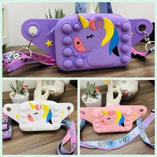 Túi đeo chéo kiểu POPIT hình kỳ lân màu pastel cho bé gái so cute
