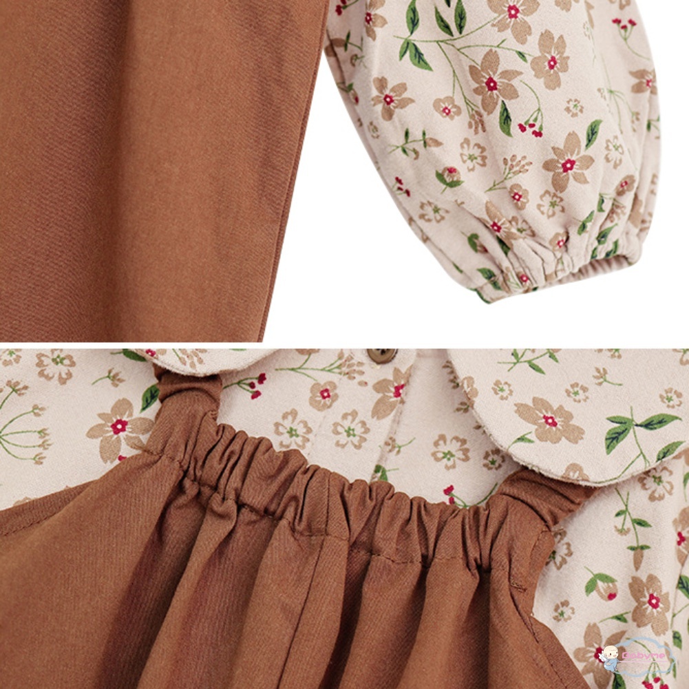 Bộ 2 Món Đầm Hoa + Quần Cổ Búp Bê Thoải Mái Dễ Thương Cho Bé Gái