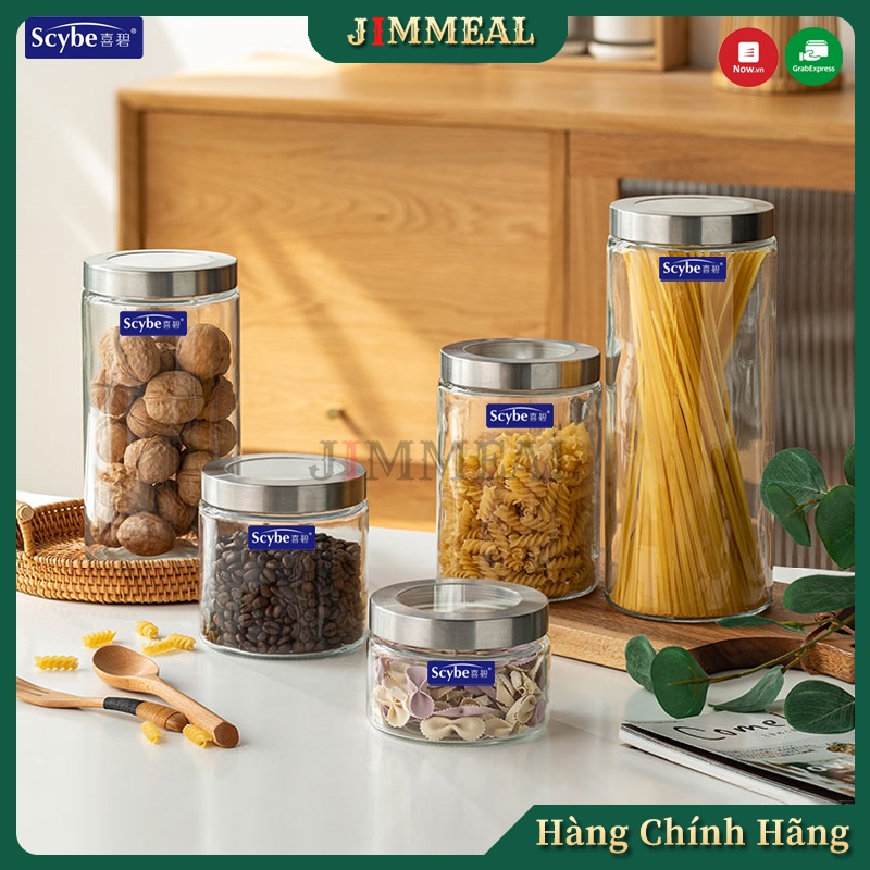 [Chính hãng] Lọ Thủy Tinh Nắp Vặn, Hũ Thủy Tinh Nắp Inox Vặn Xoáy Scybe Đựng Gia Vị, Thực Phẩm 500 900 1250 1600 2100ml