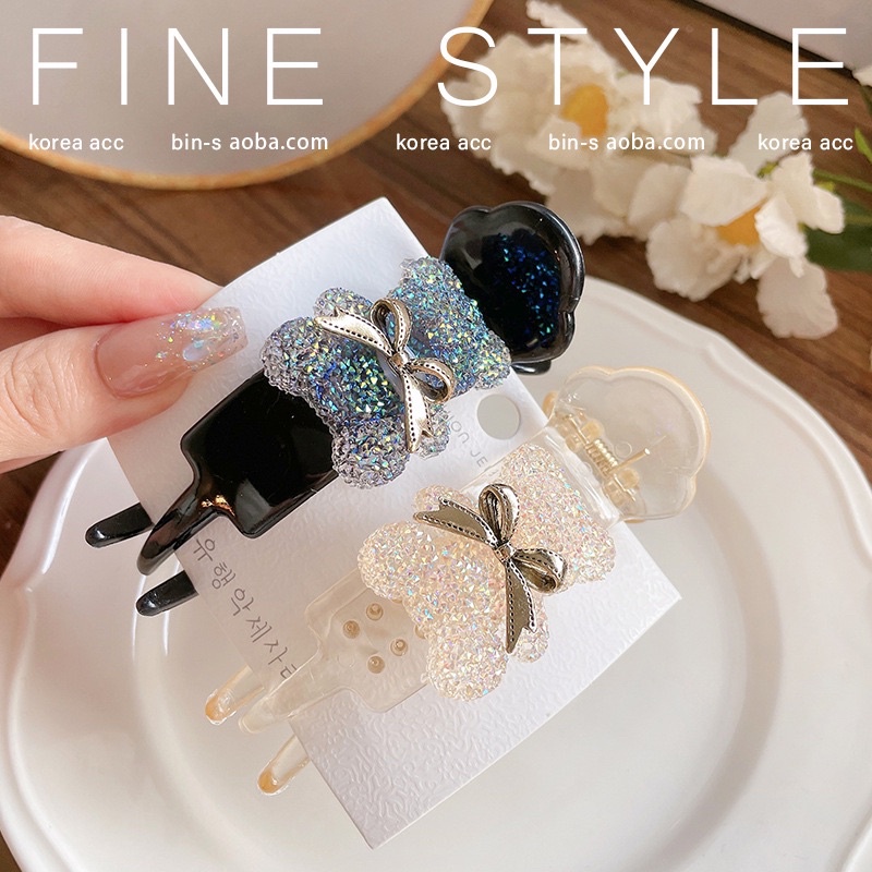 Kẹp tóc càng cua họa tiết gấu Kim Tuyến sang chảnh cho nữ