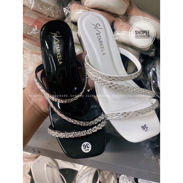 Guốc dây đính đá gót vuông 3 phân hàng loại đẹp