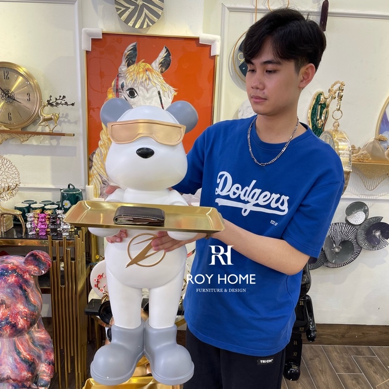 Gấu siêu nhân đỡ khay Roy Home cao 71cm có khay đựng khăn giấy