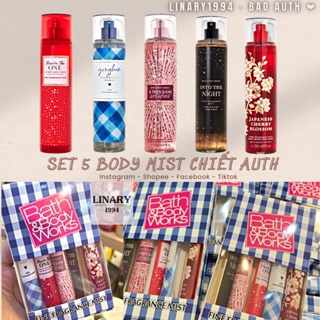 [Hàng Real] Set 5 mùi Hot Best Seller Body Mist Bath & Body Works 5x10ml Chai Thuỷ Tinh