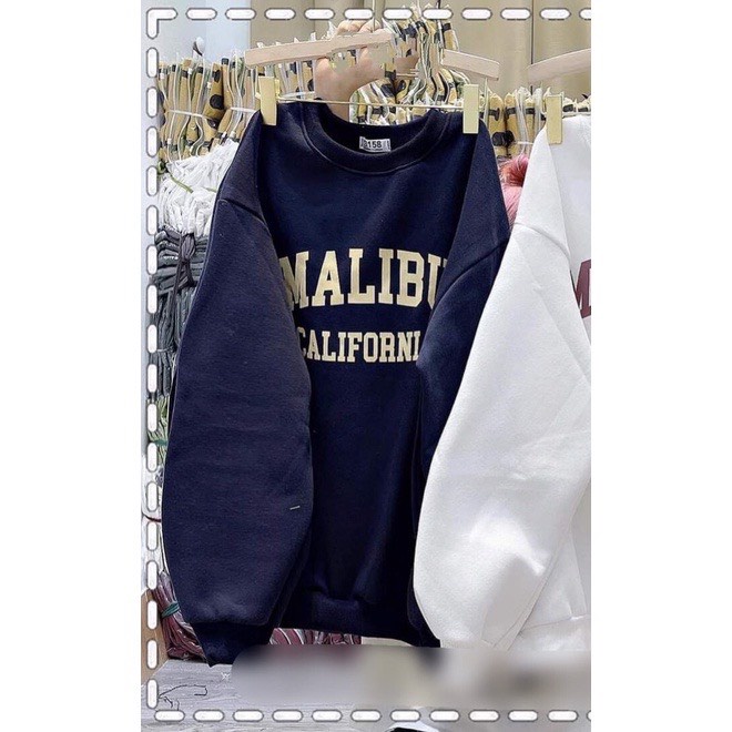 Áo Nỉ Sweater MALIBU Unisex Dáng Rộng, Áo Sweater Dài Tay Nỉ Bông Nam Nữ Cao Cấp | BigBuy360 - bigbuy360.vn