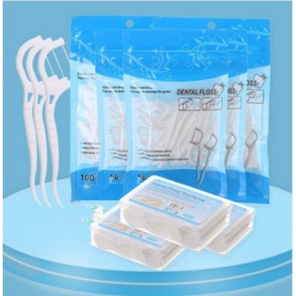 🍉Set 100/ 50/ 25 Tăm Chỉ Nha Khoa Dental Floss Đảm Bảo An Toàn Răng Miệng DUASHOP.