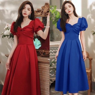 [Ảnh thật]🍒Đầm xoè nơ ngực tùng xếp li S.MLXL
