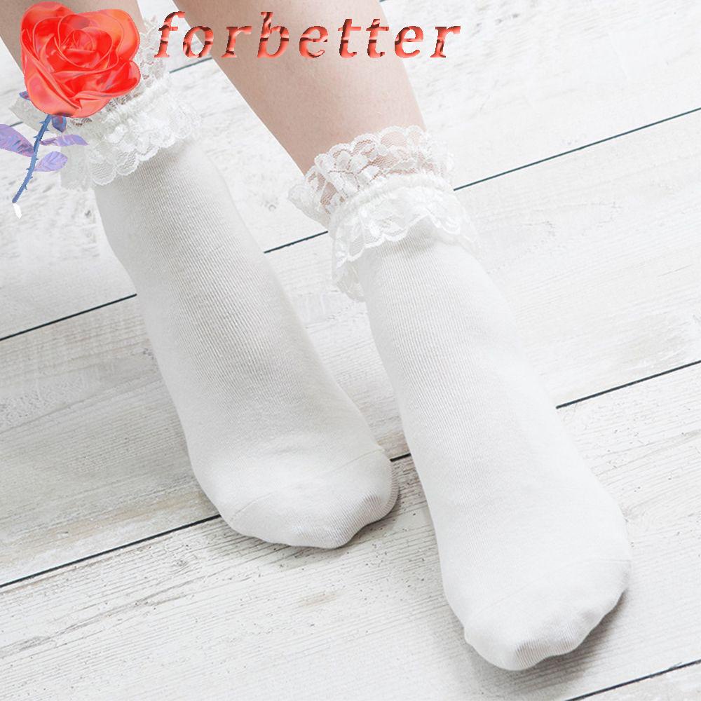 Vớ cotton màu trơn phối ren nữ tính