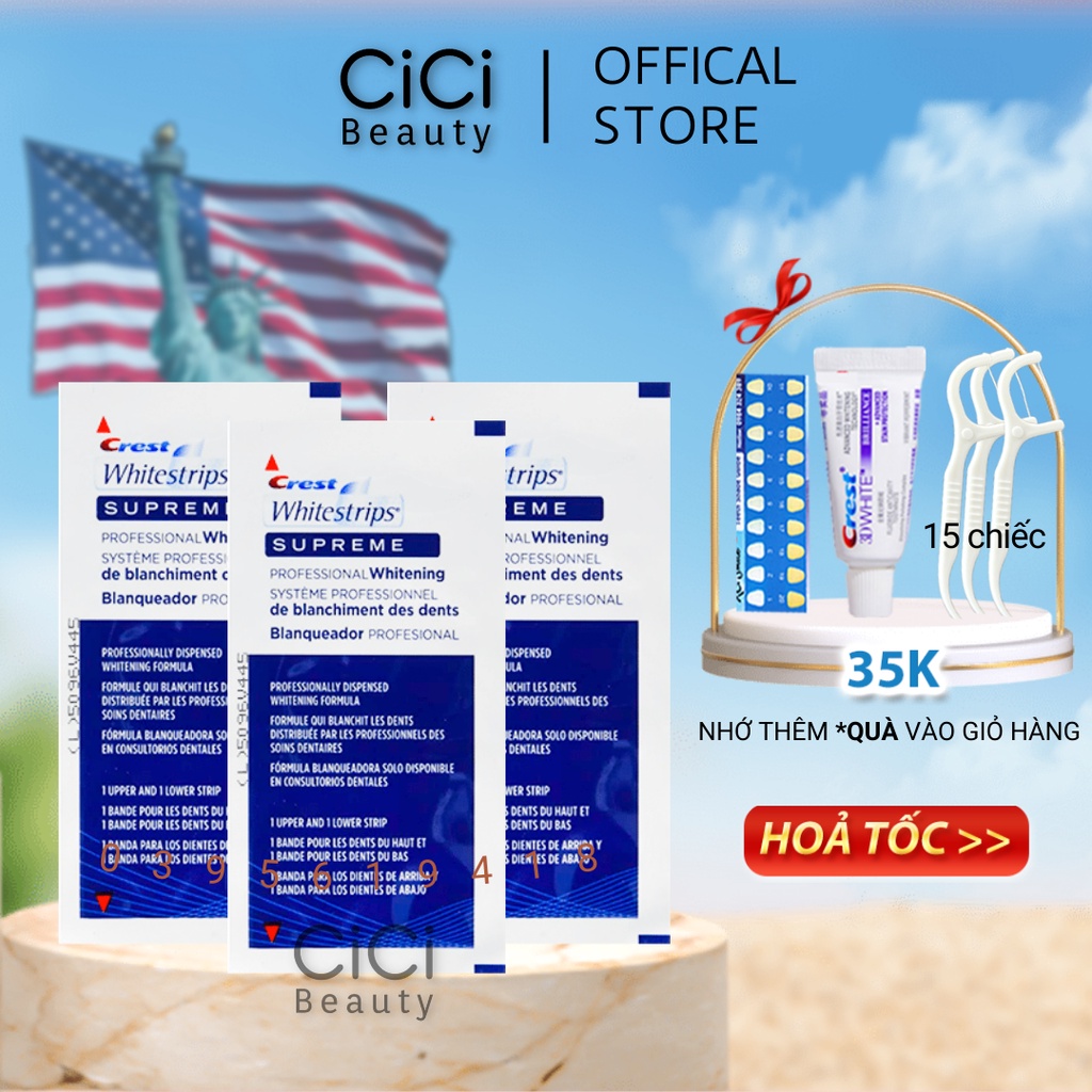 Miếng dán trắng răng Crest Supreme Professional - Crest Whitestrips cho hiệu quả trắng răng cực mạnh