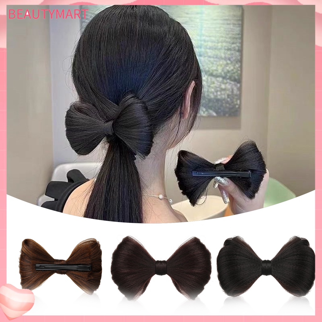 [beautymart] Kẹp Tóc Giả Thắt Nơ 3D Mềm Mịn Như Thật Dễ Sử Dụng Có Thể Tái Sử Dụng Cho Nữ