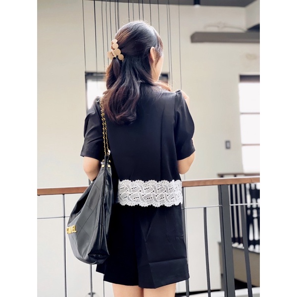 (SALE 35%) Set Áo phối ren và quần đùi. Bộ đồ phối ren xinh xịn đủ size đến 65kg