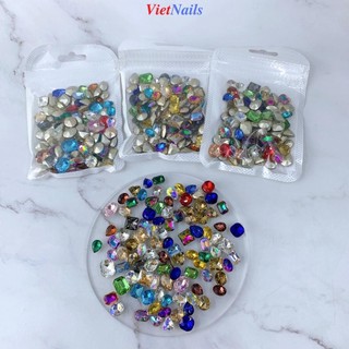 Đá khối chân nhọn mix màu ngẫu nhiên - đá khối găn đính móng nail