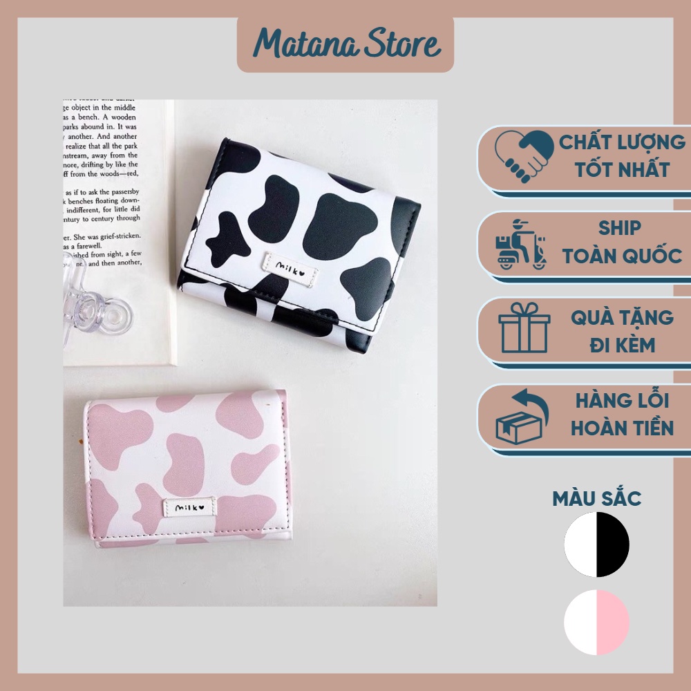 Ví nữ mini cầm tay Matana, họa tiết bò sữa, ví đựng thẻ, đựng tiền tiện lợi, phong cách Hàn Quốc MTN43